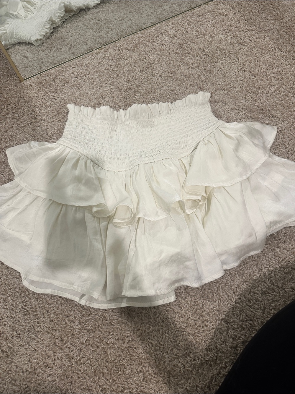 Altar'd State Ivory Ruffle Smocked Mini Skirt